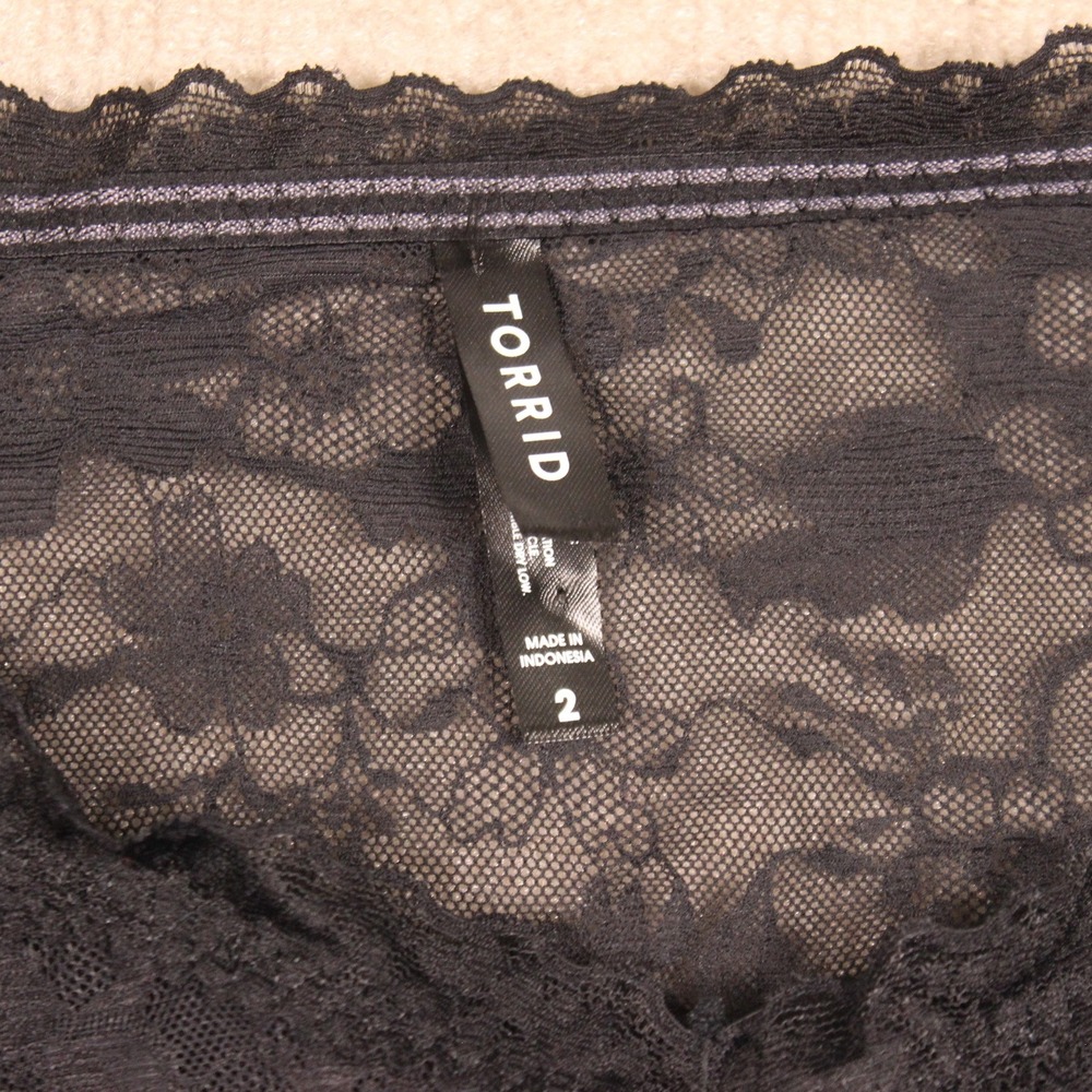 Torrid Black Floral Lace Off Shoulder Crop Top Long Sleeve Gothic Plus Size 2 - Picture 2 of 7